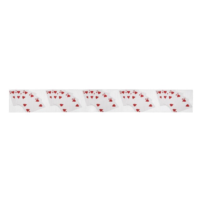 Poker Hands - Straight Flush - Hearts Suit Grosgrain Ribbon (Front)