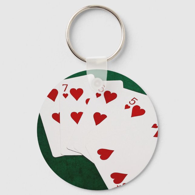 Poker Hands - Straight Flush - Hearts Suit Keychain (Front)