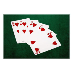 Poker Hands - Straight Flush - Hearts Suit Photo Print