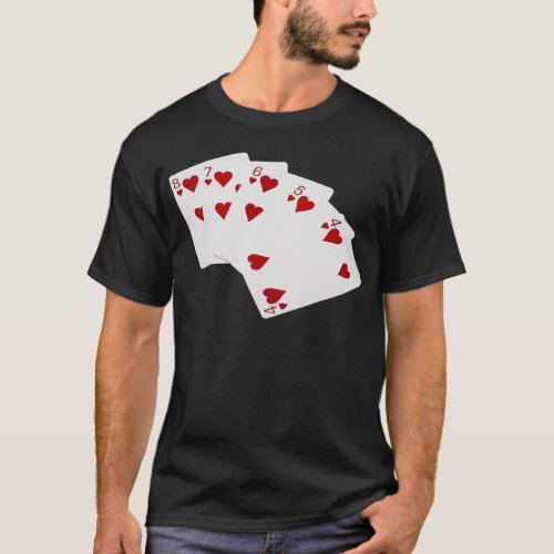 Poker Hands _ Straight Flush _ Hearts Suit T_Shirt