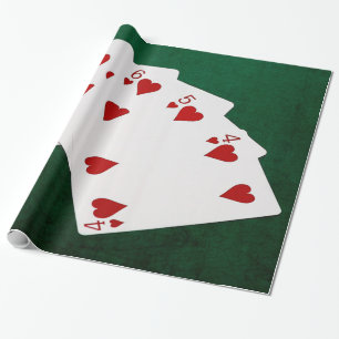 Poker Hands - Straight Flush - Hearts Suit Wrapping Paper