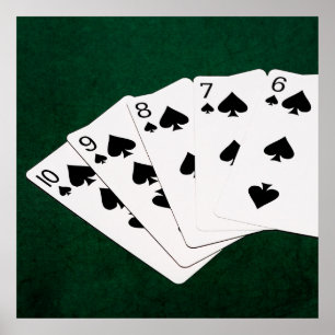 Poker Hands - Straight Flush - Spades Suit Poster