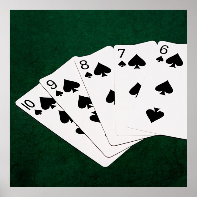 Poker Hands - Straight Flush - Spades Suit Poster (Front)