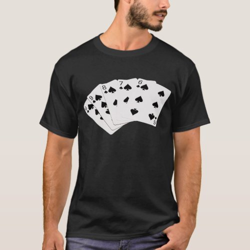 Poker Hands _ Straight Flush _ Spades Suit T_Shirt