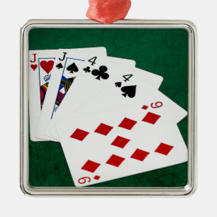Poker Hands - Two Pair - Jack, Four Metal Ornament
