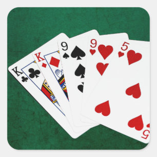 Poker Hands - Two Pair - King, Nine Square Sticker