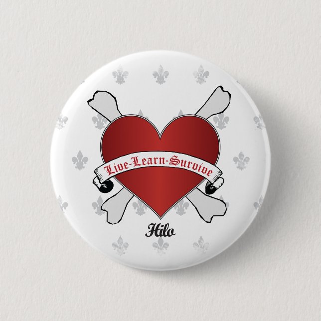 Poker Heart and Bones Button (Front)