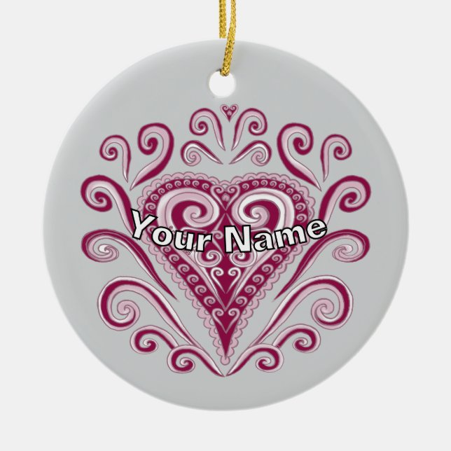 Poker Hearts  Ceramic Ornament (Front)