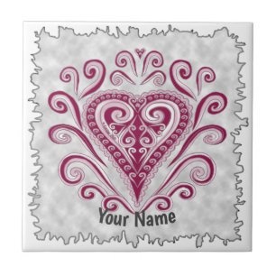 Poker Hearts Ceramic Tile