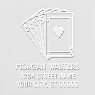 Poker Hearts Royal Flush Aces High Name Address Embosser