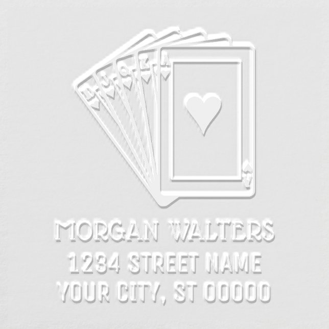 Poker Hearts Royal Flush Aces High Name Address Embosser (Design)