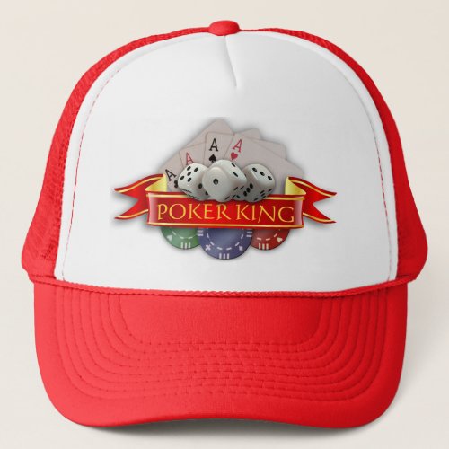Poker King _ Cards Dices Chips Trucker Hat
