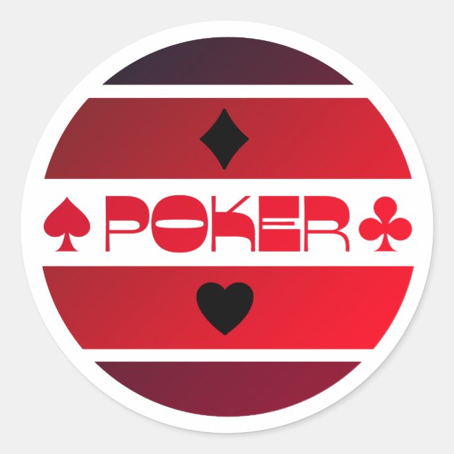 Poker logo inverse red black label letter sticker (Front)