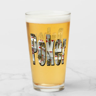Poker Logo Made With Queens Poker Cards, Glass