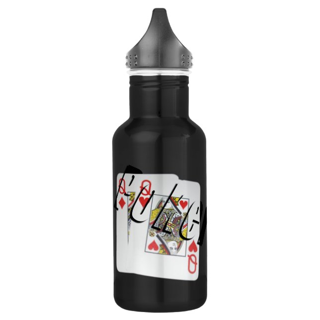 Poker, Logo, Queens, Stainless Steel Water Bottle (Left)