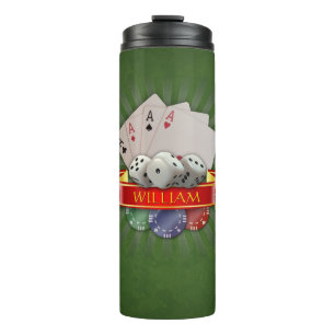 Poker Mania - Cards, Dices, Chips: Personalizable Thermal Tumbler