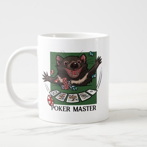 Poker Master Royal Flush Tasmanian Devil Cartoon  Giant Coffee Mug