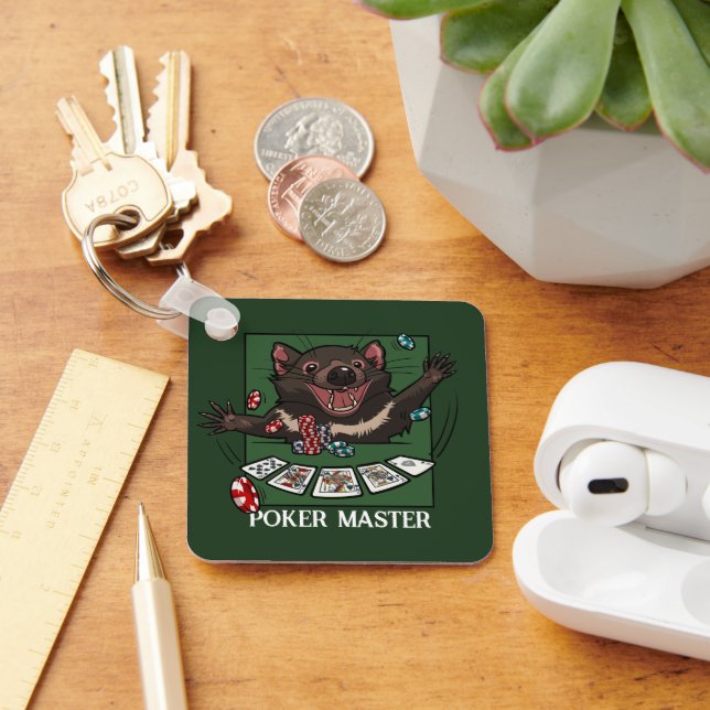 Poker Master Royal Flush Tasmanian Devil Cartoon  Keychain (Desk)