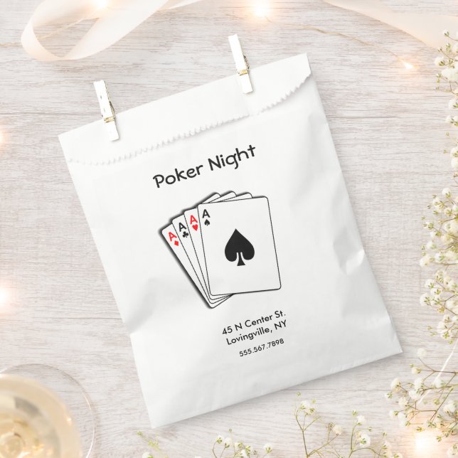 Poker Night Aces  Favor Bag (Clipped)