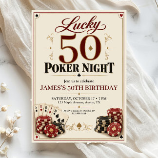poker night adult birthday invitation