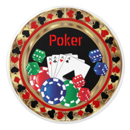 Poker Night at the Casino Ceramic Knob