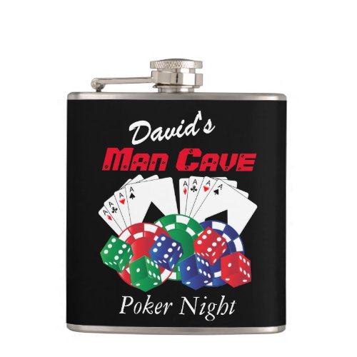 Poker Night at the Man Cave Hip Flask