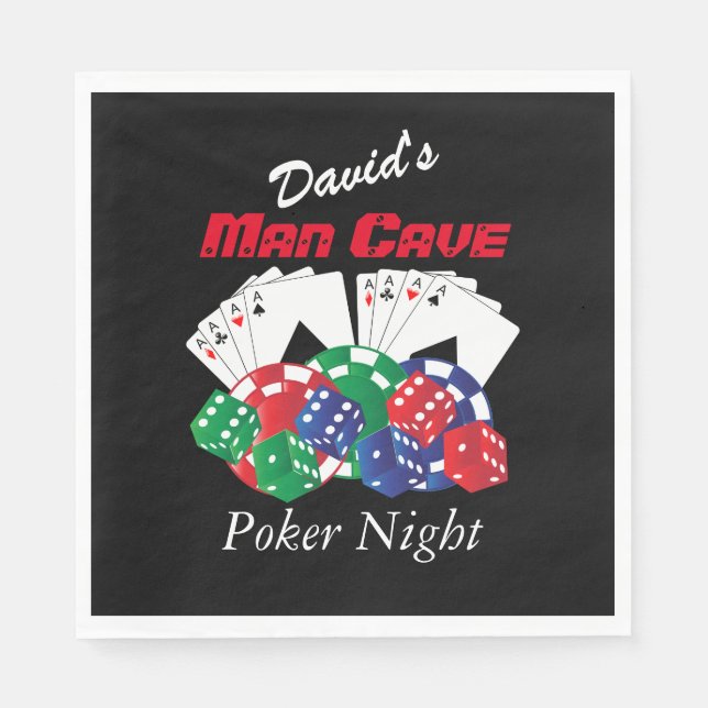 Poker Night at the Man Cave | Personalize Napkins (Front)