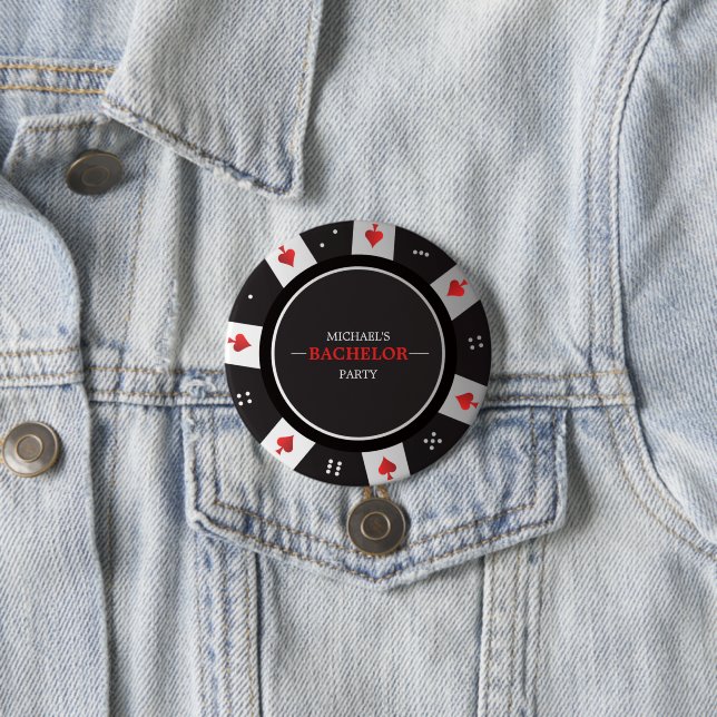 Poker Night Bachelor Party Las Vegas Casino Button (In Situ)