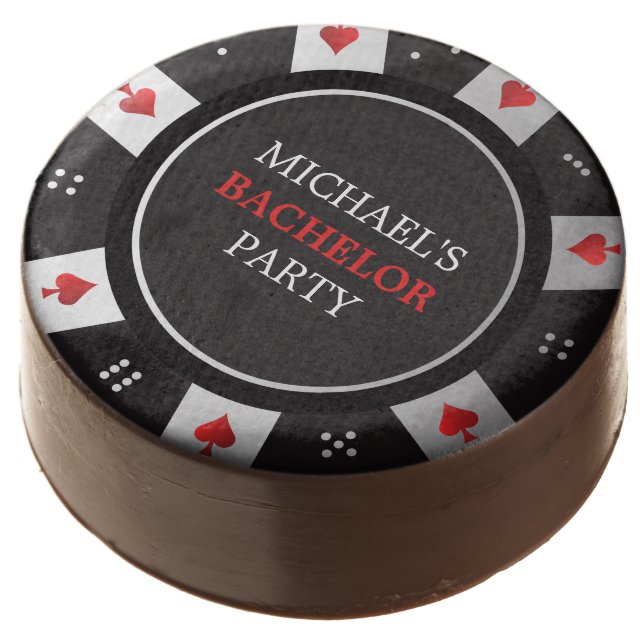 Poker Night Bachelor Party Las Vegas Casino Chocolate Covered Oreo (Angled)
