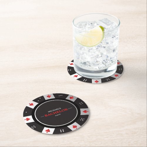 Poker Night Bachelor Party Las Vegas Casino Round Paper Coaster