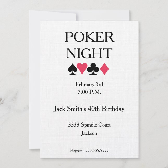 Poker Night Birthday Party Invitation (Front)