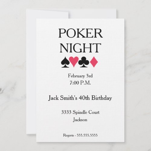 Poker Night Birthday Party Invitation