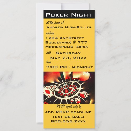 Poker Night Casino Theme Invite