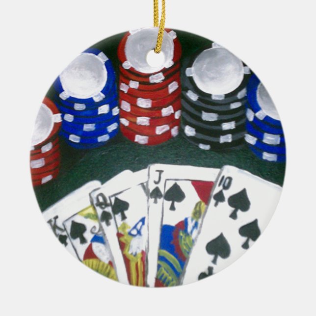 Poker Night Ceramic Ornament (Front)