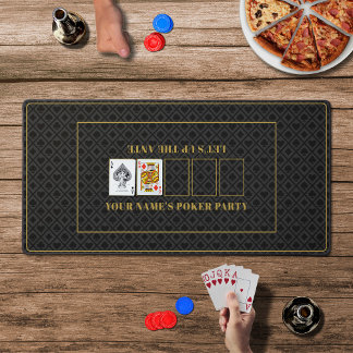 Poker Night Classy Men's Texas Hold'em Black Gold  Desk Mat