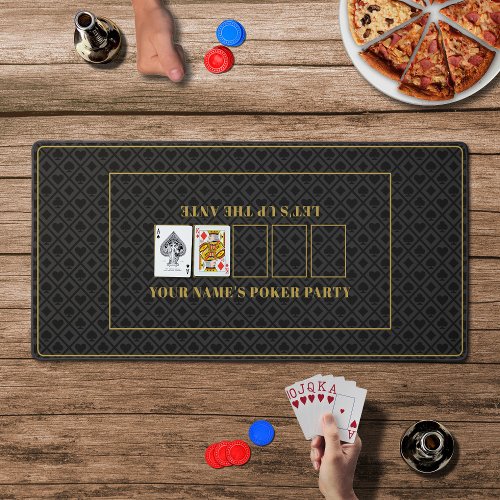 Poker Night Classy Mens Texas Holdem Black Gold  Desk Mat