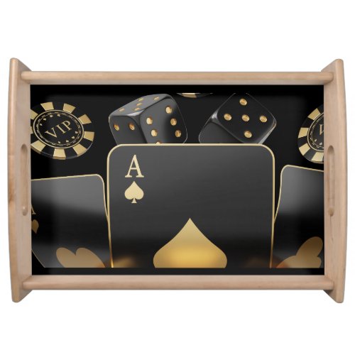 Poker Night Party Tray _ Black and Gold 
