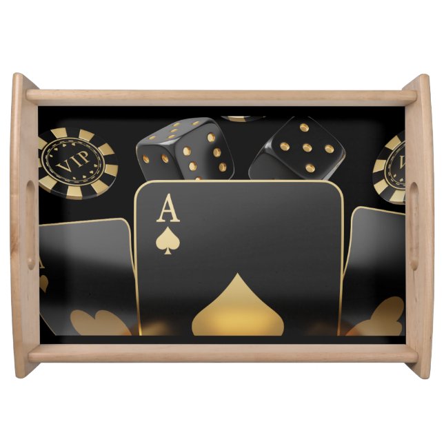 Poker Night Party Tray - Black and Gold  (Front)