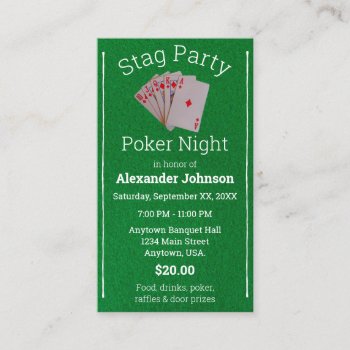 Poker Night Playing Cards Stag Party Ticket by csinvitations at Zazzle