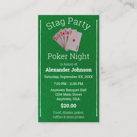 Poker Night Playing Cards Stag Party Ticket