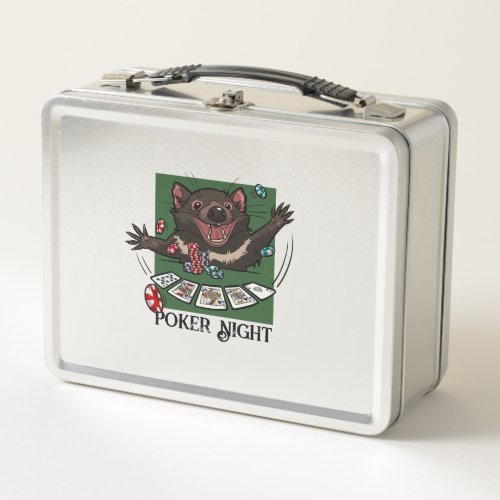 Poker Night Royal Flush Cartoon Tasmanian Devil Metal Lunch Box