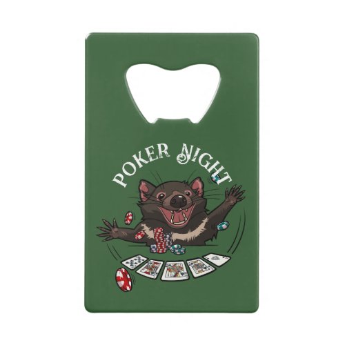 Poker Night Royal Flush Tasmanian Devil Cartoon Credit Card Bottle Opener