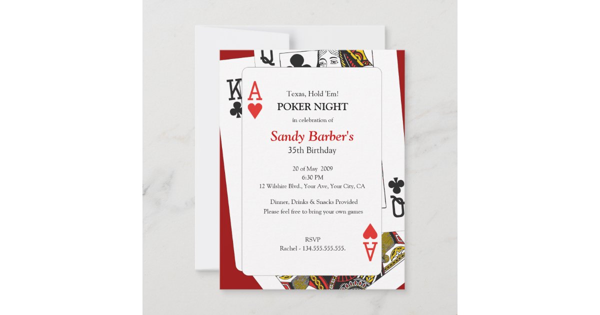 Poker Night Texas Hold 'Em Party Invitation Zazzle