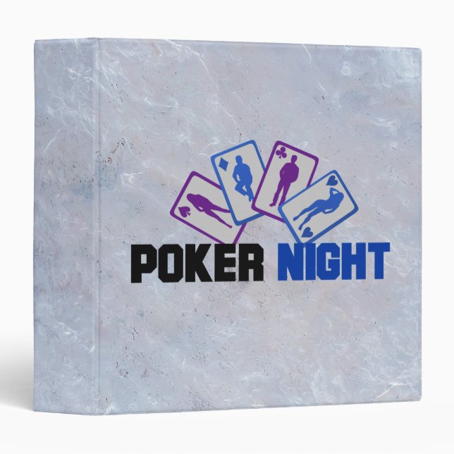 Poker Night with Playing Card on Marble Texture 3 Ring Binder (Front/Spine)