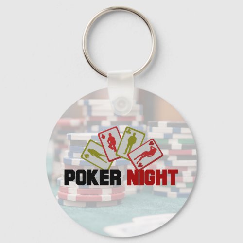 Poker Night with Playing Cards and Poker Chips Keychain