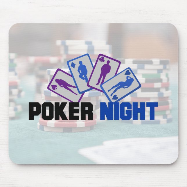Poker Night with Playing Cards and Poker Chips Mouse Pad (Front)
