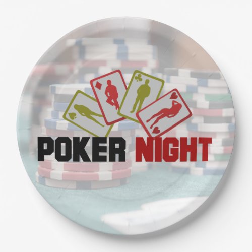 Poker Night with Playing Cards and Poker Chips Paper Plates