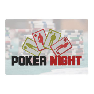 Poker Night with Playing Cards and Poker Chips Placemat