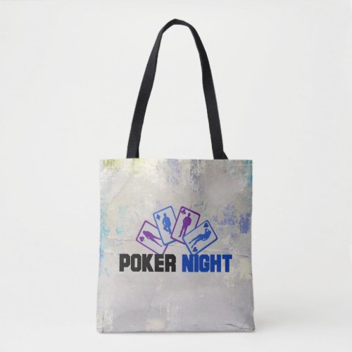 Poker Night with Playing Cards on Grunge Texture Tote Bag