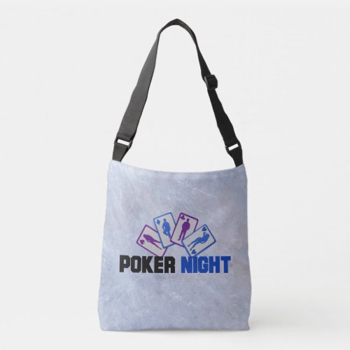 Poker Night with Playing Cards on Marble Texture Crossbody Bag